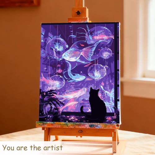 Muzagroo Paint by Numbers Oil Painting Kits for Adults DIY Fish Dream Oil Painting for Beginners Hand Crafts Kits with Brushes and Acrylic Paints 16x20 inches (Fish Dream) - color: Fish Dream