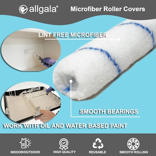 Allgala 6" Mini 3/8" Nap Shedless Microfiber Paint Roller Cover for Door Trim Furniture Cabinets - 6 Pack - TH10380 - size: 6" Micro (Pack of 6)