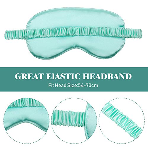 4 Pcs Silk Eye Mask for Sleeping Soft Satin Sleep Mask with Ear Plugs with Adjustable Strap Sleep Shading for Women Men Travel Nap Relaxation(Light Colors)