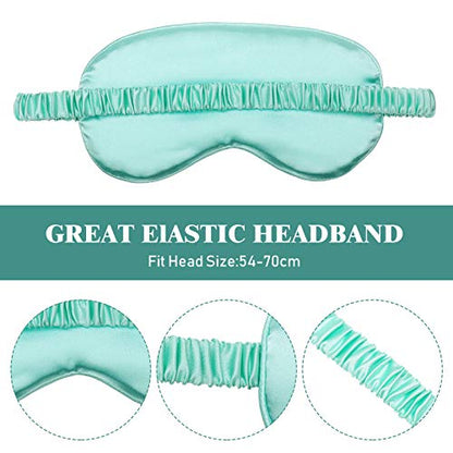 4 Pcs Silk Eye Mask for Sleeping Soft Satin Sleep Mask with Ear Plugs with Adjustable Strap Sleep Shading for Women Men Travel Nap Relaxation(Light Colors)
