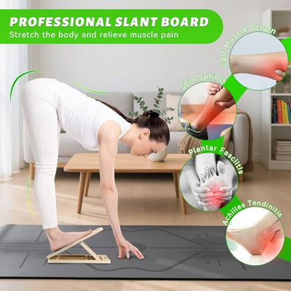 Portable Wooden Slant Board for Calf Stretching Slant Boards for Exercise Calf Stretcher Calf Stretch Board Physical Therapy Equipment Adjustable Incline Board for Knees Ankle Heel Feet Leg