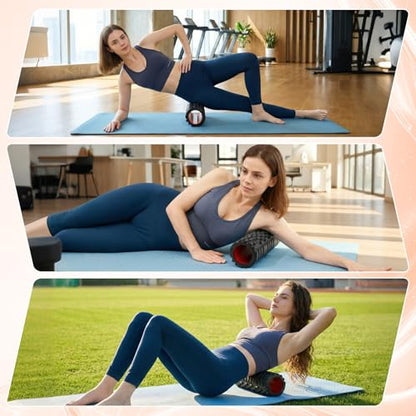 Foam Roller for Deep Tissue Massager, Patented Exercise Roller | 18" Trigger Point Foam Roller for Muscle Recovery, Physical Therapy, Improves Mobility, Fitness, Yoga and Pilates, Black - color: Black