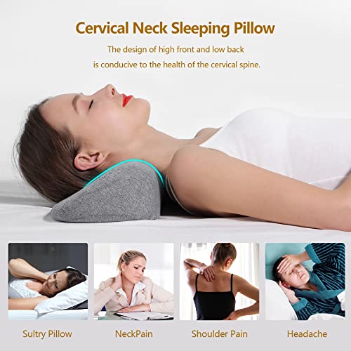 Cervical Neck Pillows for Pain Relief Sleeping, Memory Foam Neck Bolster Support Pillow and Shoulder Relaxer for Stiff Pain Relief, Neck Support Pillow Bed Neck Roll Pillow(Dark Gray) - color: Dark Gray