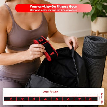 Resistance Band for Stretching, Yoga, Pilates and Fitness, Number Stretch Fitness Band with Clear Markings, 8-Section Elastic Latex Training Bands with Adjustable Tension for Body Shaping - color: Red-Black