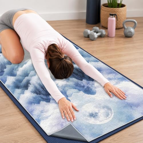 Yoga Mat Towel, Hot Yoga Towel High-Definition Pattern, Machine Washable with Ultra-Absorbent Yoga Towels for Hot Yoga Non Slip for Fitness, Exercise, Pilates, 72 x 27 in, Mountain - color: Mountain