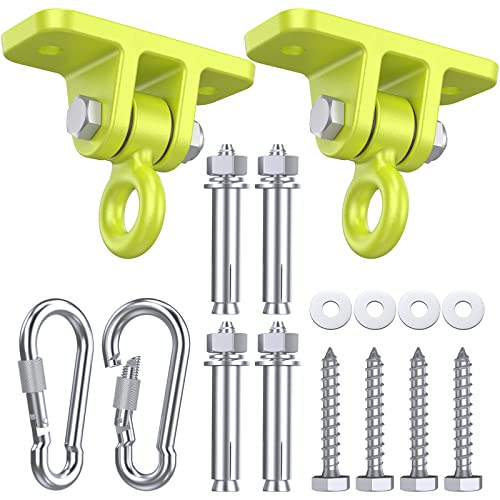 Swing Hangers for Wooden Sets Pack of 2 Heavy Duty Swingset Hardware with Locking Hooks for Porch, Patio, Playground Indoor/Outdoor by Highpro - color: Green- 2 Pack