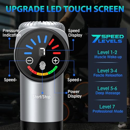 TOLOCO Massage Gun, Muscle Massage Gun Deep Tissue for Athletes with 10 Massage Heads, Electric Percussion Massager for Any Pain Relief, Fathers Day Dad Gifts, Silver - color: Silver