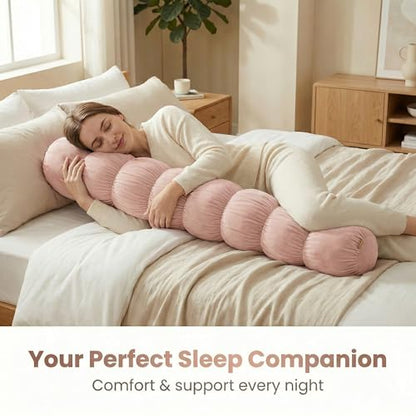Pat. Pend. Full Body Pillow for Adults, 59 Inch, Soft Pastel Pink - color: Soft Pastel Pink, size: 59" x 7.87"