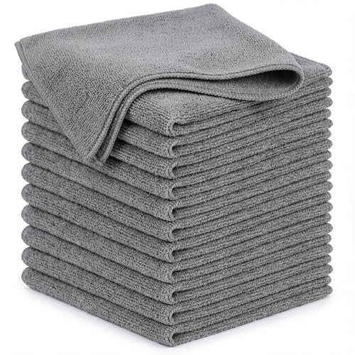 POPCHOSE Microfiber Cleaning Cloth, 12 Pack Super Absorbent Towels for Cars