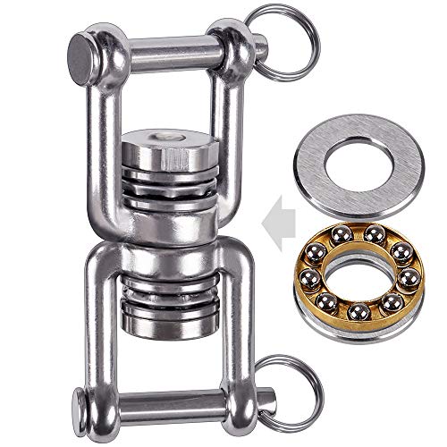 BeneLabel Dual Hanging Rings Hammock Swing Hanger, Swivel Stainless Steel Mounting Bearing Set D Shape Open Loop for Indoor Outdoor Playground Chair Yoga Rope Punching Bag Sandbag - color: Double Opening(1 Pack)
