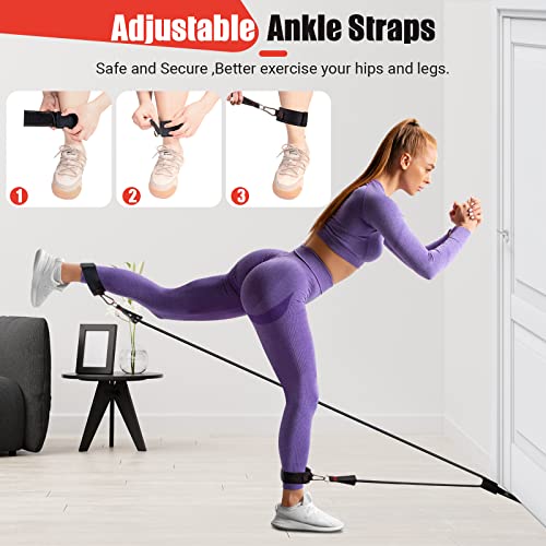 Resistance Bands with Handles for Women, 5 Level Exercise Bands - color: Grey
