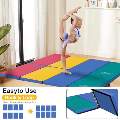 Polar Aurora 3'x6'x2 Thick Folding Gymnastics Exercise Mat Aerobics Stretching Yoga Mats - color: 4 Color