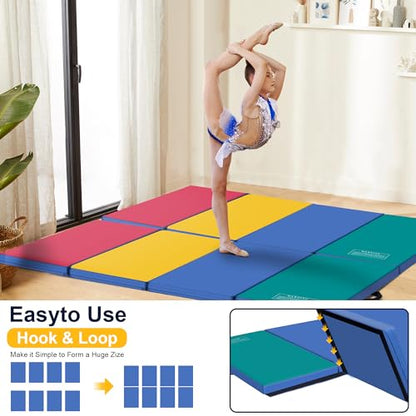 Polar Aurora 3'x6'x2 Thick Folding Gymnastics Exercise Mat Aerobics Stretching Yoga Mats - color: 4 Color