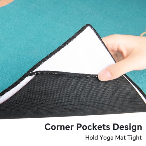 Hot Yoga Towel with Grip Dots, Non Slip, 74"x26", Turquoise Mandala - color: Turquoise Mandala, size: 74" x 26"