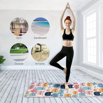 Yoga Mat with Bag Included, Non Slip Fitness Workout Mat, Foldable Suede Rubber Yoga Mat for Yoga Pilates and Fitness, 70.8" L x 26" W x 1mm - color: B82