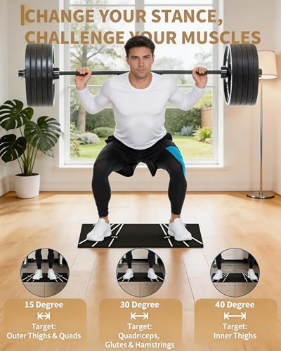 Squat Wedge Block, Heel Elevated Slant Board for Squats, Non-Slip 15° Incline Weightlifting Wedge, Extra Large One-Piece Platform for Deeper Squats, Calf Stretches, Ankle Mobility, Home Gym