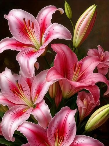 Mosaflare Lily Flower 5D Diamond Painting Kits for Adults 12x16 Inch | Diamond Art for Beginners, DIY Full Round Drill Paint by Diamonds Dot Gem Art for Adult, Home Wall Decor - color: KM849-1