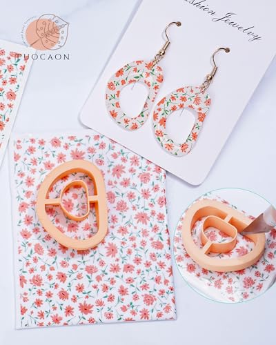 Flowers Polymer Clay Transfer Paper - 18 Pcs Spring Floral Gingham Polka Checkerboard Clay Transfer Sheets for Earrings Jewelry Making - color: aesthetic flower