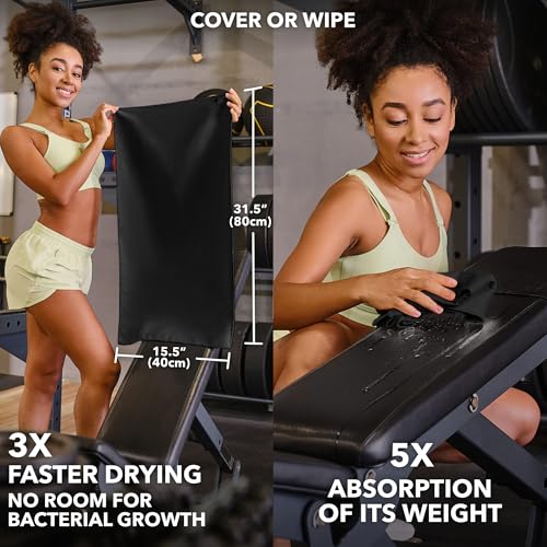 Trailoom Microfiber Gym Towels, Quick Dry, Highly Absorbing, Odor-Free - color: Black