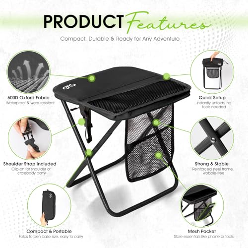 CAMDOOR Portable Folding Stool 16 Inch Collapsible Stool for Adults 400 lbs