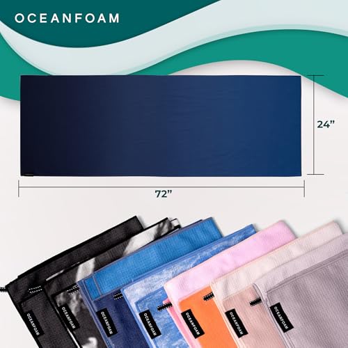 Oceanfoam Beach Towel – Lightweight, Absorbent, Quick-Drying, Sand-Resistant, Non-Slip – Ideal for Workouts, Yoga, Pilates, Beach, Pool, Boat & Travel – 25% Recycled – 72"x24" (Navy Gradient) - color: Navy Gradient