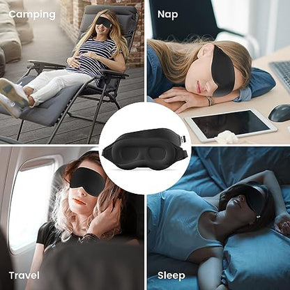 Audree Eye Mask for Sleeping - 3D Contoured 100% Sleep Mask Light Blocking | Eyemask for Women and Men, Zero Eye Pressure Night Blindfold | Soft Eye Cover - color: Black
