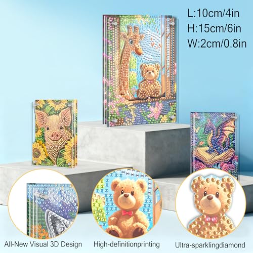 SKRYUIE DIY Acrylayers Diamond Art Kits for Adults, Giraffe Multi-Layer Acrylic Diamond Painting Kits, 4-Layered Magnetic Stand-Up Tabletop Decor, Unique Multi-Dimensional Craft Gift 4x6 Inch A10 - color: Colorful-10