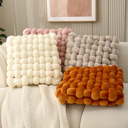 Knot Pillow Meditation Cushion Large Floor Cushions for Sitting Funky Throw Pillows Chair Pillows Soft Pad Square Knotted Seat Cushions for Home Decoration Living Room Bedroom Sofa Couch Blue - color: Blue, size: 14.5*13.5*4.5"