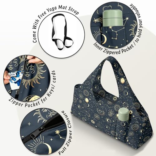 Yoga Mat Bag for Women Men Large Yoga Bag Travel - color: Sun and Moon