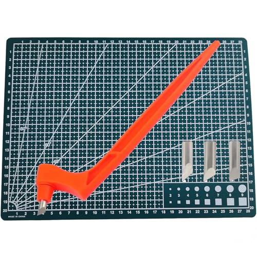 Craft Cutting Tools Set,A4 Cutting Mat,Craft Cutting Knives with 3 different 360 Degree Rotating Blades Stainless Steel Cutter Pen for DIY Crafts Stencils Scrapbooks (Orange）