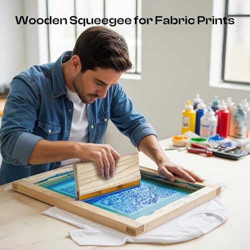 Caydo Screen Printing Frame with Screen Printing Squeegee | for T-Shirts, Backpacks, Handbags DIY Printing, 10 x 14 Inch Wood Silk Screen with 110 White Mesh - size: 10 x 14 Inch