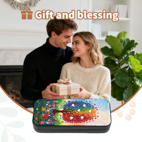 FlyingMage 5D Diamond Art Painting Kit, Hard Shell Eyeglasses Glasses Case | Floral Tree DIY Diamond Dots, Small Gem Art Painting Mosaic Kits, Cute Sunglasses Case for Adults Beginner Women Teen - color: Multicolor Tree