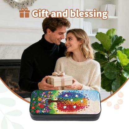 FlyingMage 5D Diamond Art Painting Kit, Hard Shell Eyeglasses Glasses Case | Floral Tree DIY Diamond Dots, Small Gem Art Painting Mosaic Kits, Cute Sunglasses Case for Adults Beginner Women Teen - color: Multicolor Tree