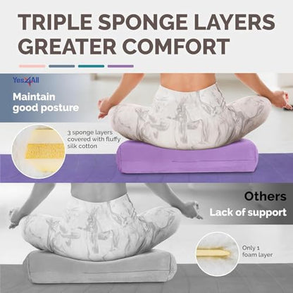 Yes4All Triple-Layer Sponge Yoga Bolster Pillow for Restorative Yoga & Meditation - Versatile Yoga Support Pillow, Balance & Poses Modification - color: D. Purple