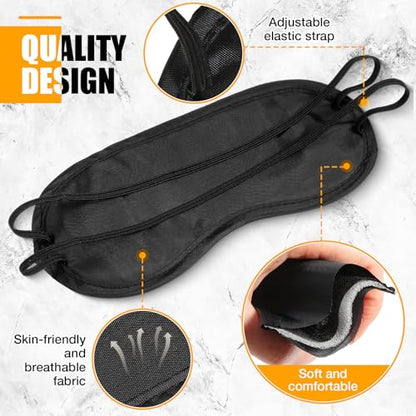 Tarpop 200 Pcs Eye Mask Sleeping Blindfold Eye Cover with Adjustable Strap for Games Party Team Building Travel Individually Wrapped Sleep Mask for Women Men (Black) - color: Black