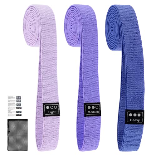 3-Pack Cloth Fabric Resistance Bands for Home Workout - color: Light Pink, Light Purple, Dark Purple