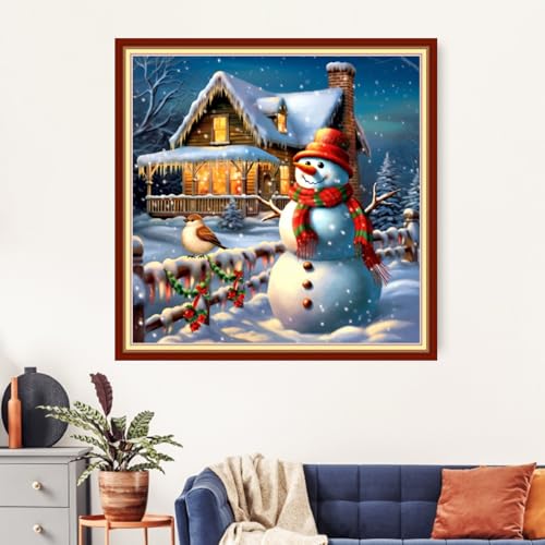 Artvxeay Cross Stitch Kits Stamped Full Range of Embroidery Starter Kits for Beginners Adults DIY 11CT Pre Printed Cross Stitch Kits - (Snowman and Snowy Scenery 18x18 inch) - color: ColorArt40