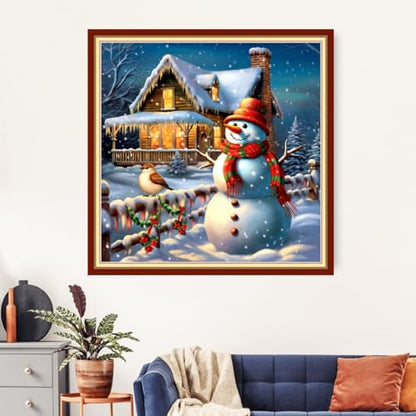 Artvxeay Cross Stitch Kits Stamped Full Range of Embroidery Starter Kits for Beginners Adults DIY 11CT Pre Printed Cross Stitch Kits - (Snowman and Snowy Scenery 18x18 inch) - color: ColorArt40