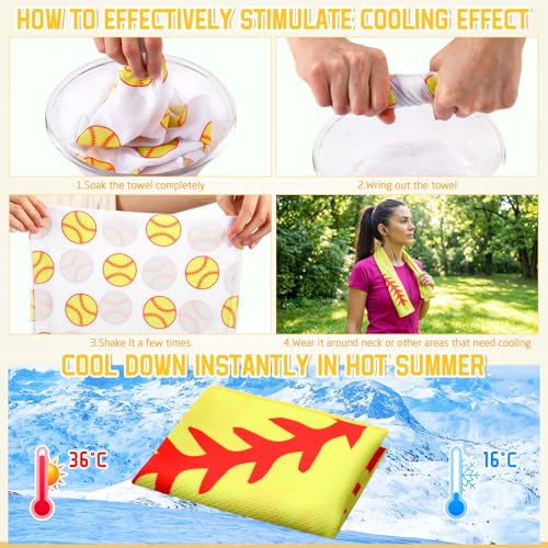 FuWeave 12 Pcs Softball with Snap Cooling Towels Gifts 40 x 12 Inch - color: Softball With Snap, size: 40 x 12 inches