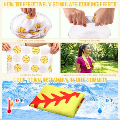 FuWeave 12 Pcs Softball with Snap Cooling Towels Gifts 40 x 12 Inch - color: Softball With Snap, size: 40 x 12 inches
