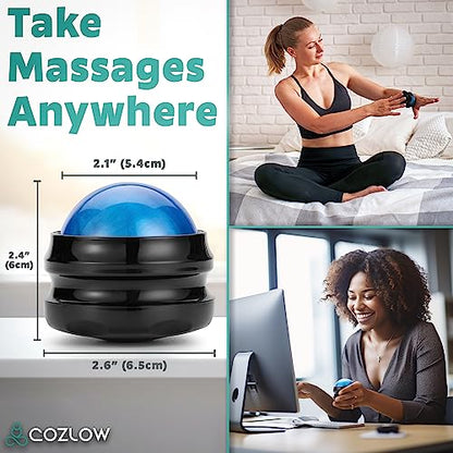 Massage Ball, Muscle Massager Roller, Trigger Point Deep Tissue Release | Cozlow handheld ball rolling tool with strong grip - manual massage therapy for whole body pain relief - helps relax muscles - color: Massage Ball