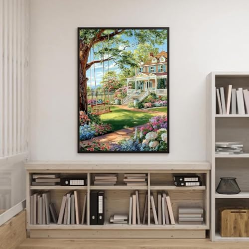 Cottage Country Diamond Art Kits for Adults, Landscape Diamond Art 12X16 In | ﻿ Easy 5D Garden Diamond Art Kits, Round Dots Full Drill, DIY Diamond Painting Kit for Adult Beginners, Home Wall Decor Gifts - color: Country 04