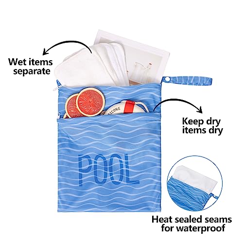 ALVA ALVABABY 2pcs Superior Waterproof Wet Dry Bags,Reusable with Two Zippered Pockets, Baby Cloth Diaper Wet Bags,Travel,Beach,Pool,Daycare,Soiled Baby Items,Yoga Gym Bag,Wet bag for Swimsuit - color: 02pool&swimsuit