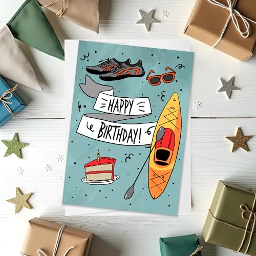 Happy Birthday Adventure Lover | Kayak and Lake Lover Card | Water and Lake Life Card - style: Lake | Kayak