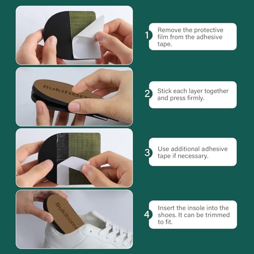 Adjustable Heel Lift Inserts for Shoes - Bukihome Orthopedic Shoe Lift for Uneven Legs 4 Layers Height Increase Insole for Heel Pain,Heel Spur,Achilles Tendonitis,Medium(Women 9-11.5/Men 7-9.5) | Shoe Lift for Uneven Legs 4 Layers Height Increase Insole f