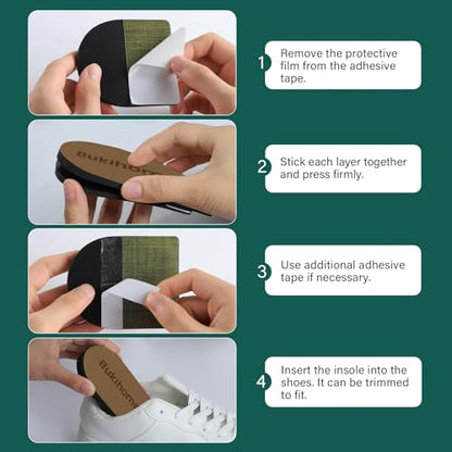 Adjustable Heel Lift Inserts for Shoes - Bukihome Orthopedic Shoe Lift for Uneven Legs 4 Layers Height Increase Insole for Heel Pain,Heel Spur,Achilles Tendonitis,Medium(Women 9-11.5/Men 7-9.5) | Shoe Lift for Uneven Legs 4 Layers Height Increase Insole f