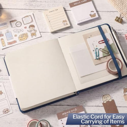 Sketch Book 5 x 5 Inch Navy Blue Hardcover Sketchbook Lay Flat Square Drawing Journal with Ribbon Bookmark Inner Pocket Acid Free Paper for Pencil Charcoal Pen Travel Art - color: Navy Blue