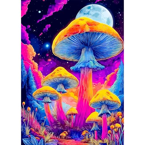EOBROMD Diamond Art Kits for Adults, DIY Fantasy Mushroom Painting Kits for Adults Beginners, 5D Full Drill Diamond Dots with Gem Art and Crafts for Home Wall Decor 12x16inch - color: 09-Fantasy Mushroom