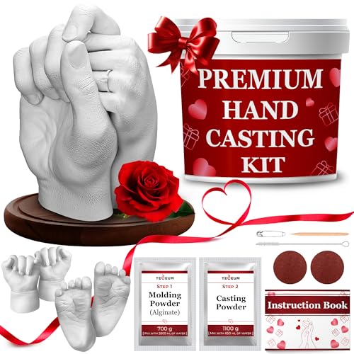 TECEUM Hand Casting Kit – Unique Gift for Couples, Family, Babies & Adults | DIY Romantic Gift for Wedding, Anniversary, Engagement, Baby Showers, Mother's Day and Christmas. Keepsake for Her & Him