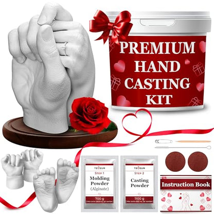 TECEUM Hand Casting Kit – Unique Gift for Couples, Family, Babies & Adults | DIY Romantic Gift for Wedding, Anniversary, Engagement, Baby Showers, Mother's Day and Christmas. Keepsake for Her & Him